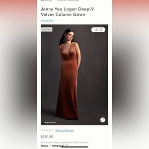 Jenny yoo Logan deep v velvet dress in English rose